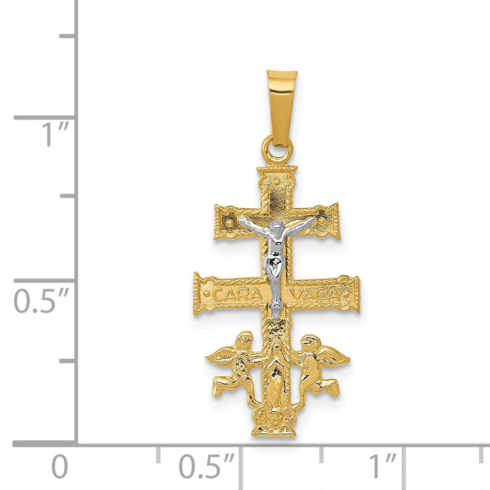 14K Bicolor-Gold Cara-Vaca-Kruzifix-Anhänger