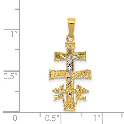 14K Bicolor-Gold Cara-Vaca-Kruzifix-Anhänger