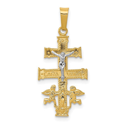 14K Bicolor-Gold Cara-Vaca-Kruzifix-Anhänger