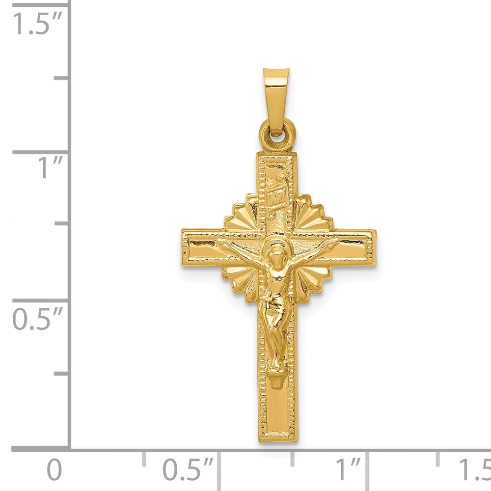 14K Gelbgold 14K Inri Hohl Kruzifix Anhänger
