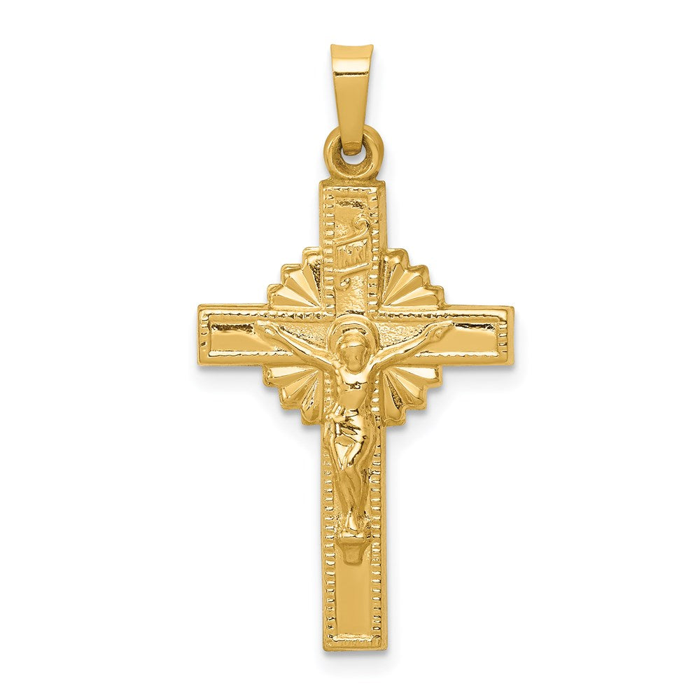 14K Gelbgold 14K Inri Hohl Kruzifix Anhänger