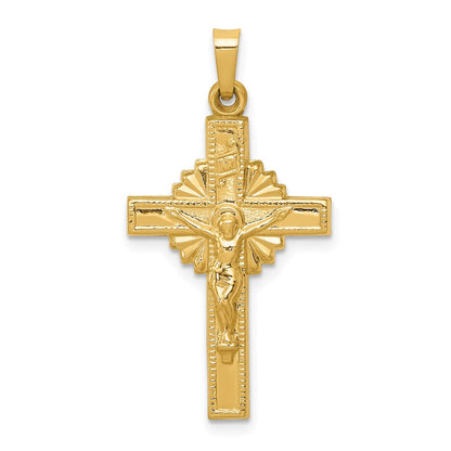14K Gelbgold 14K Inri Hohl Kruzifix Anhänger