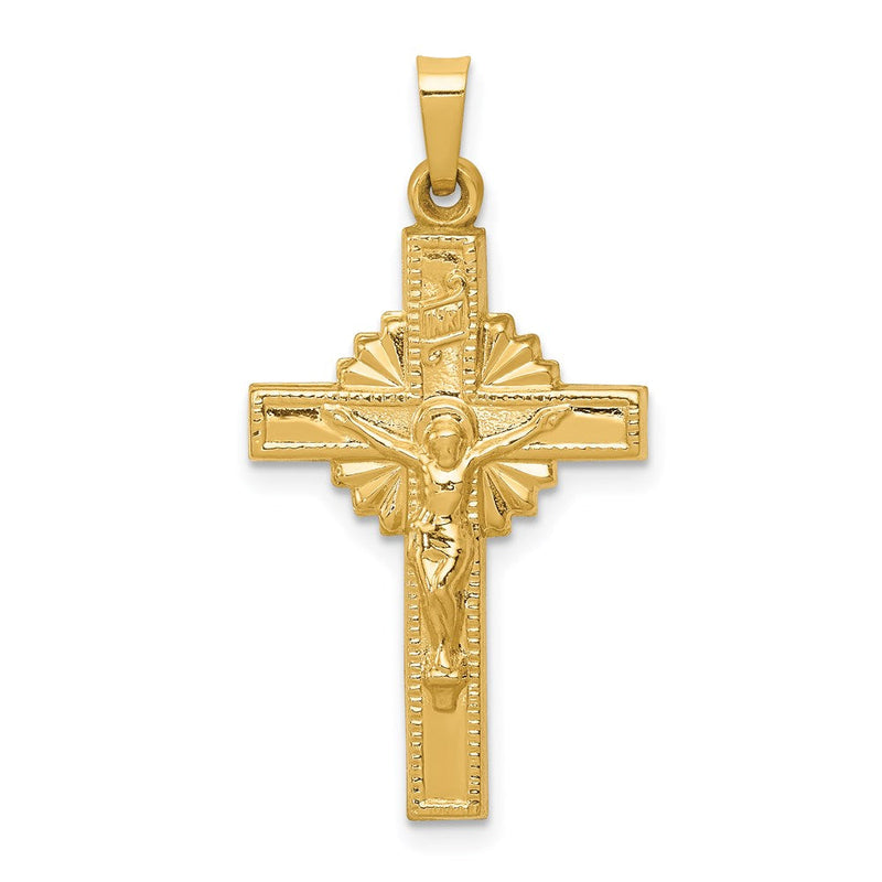 14K Gelbgold 14K Inri Hohl Kruzifix Anhänger