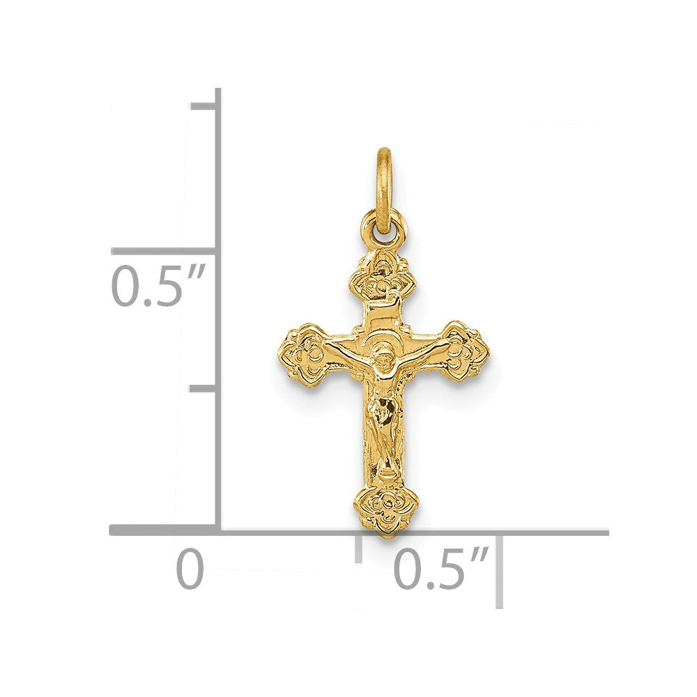 14K Gelbgold 14K Inri Hohl Kruzifix Anhänger