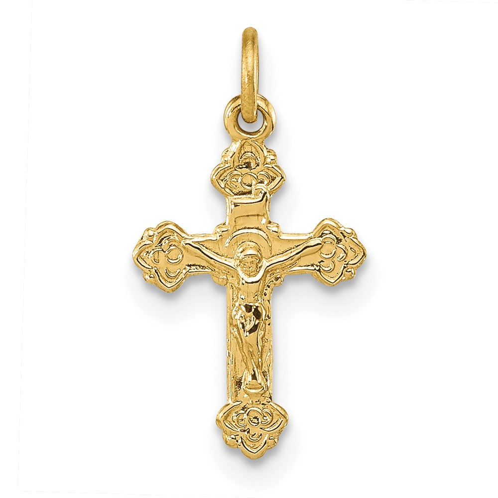 14K Gelbgold 14K Inri Hohl Kruzifix Anhänger