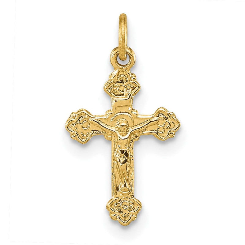 14K Gelbgold 14K Inri Hohl Kruzifix Anhänger