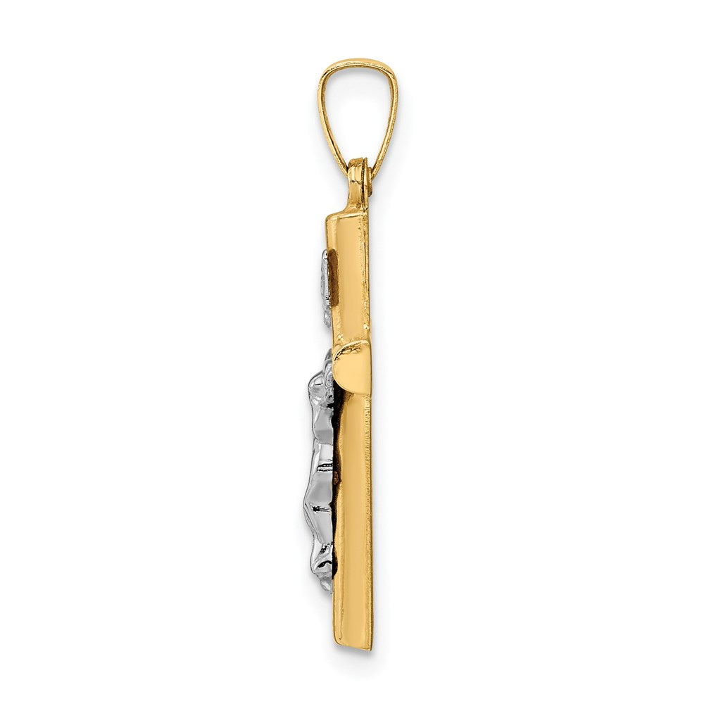 14K Bicolor-Gold INRI-Kruzifix-Anhänger