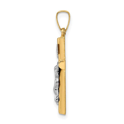 14K Bicolor-Gold INRI-Kruzifix-Anhänger