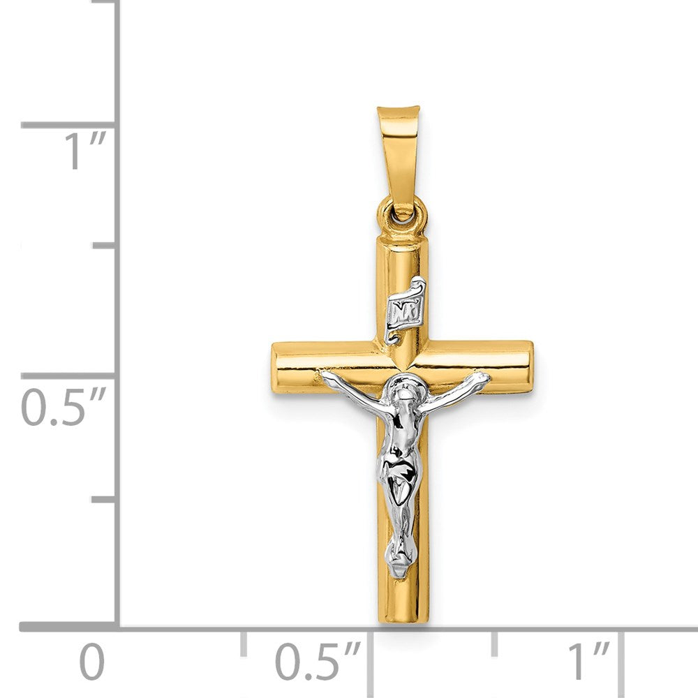 14K Bicolor-Gold INRI-Kruzifix-Anhänger