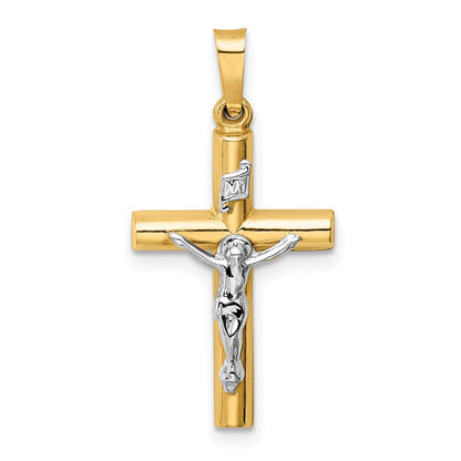 14K Bicolor-Gold INRI-Kruzifix-Anhänger