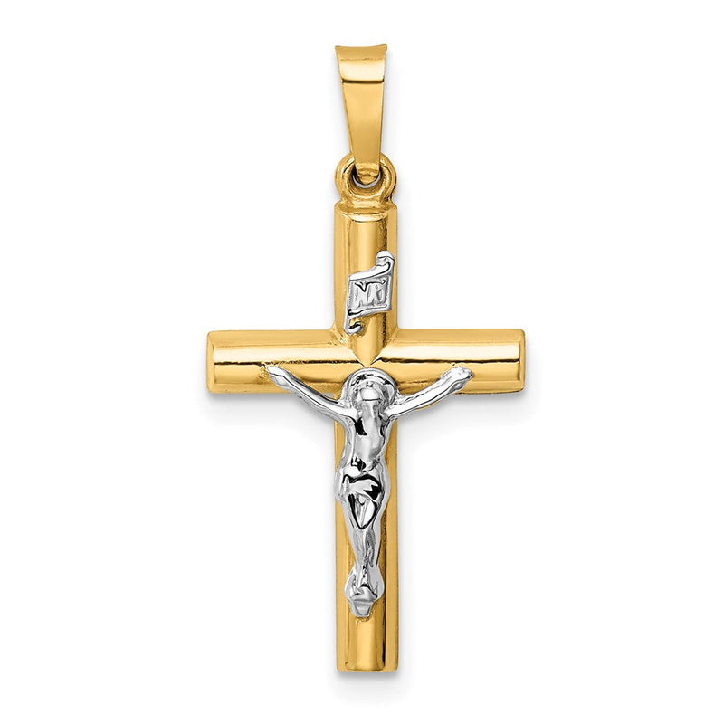 14K Bicolor-Gold INRI-Kruzifix-Anhänger