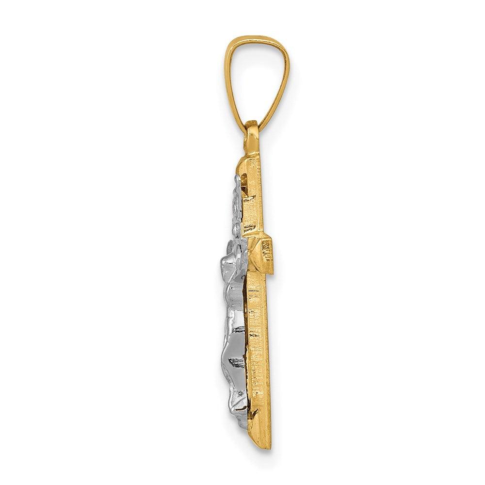 14K Bicolor Inri Hohl Kruzifix Anhänger