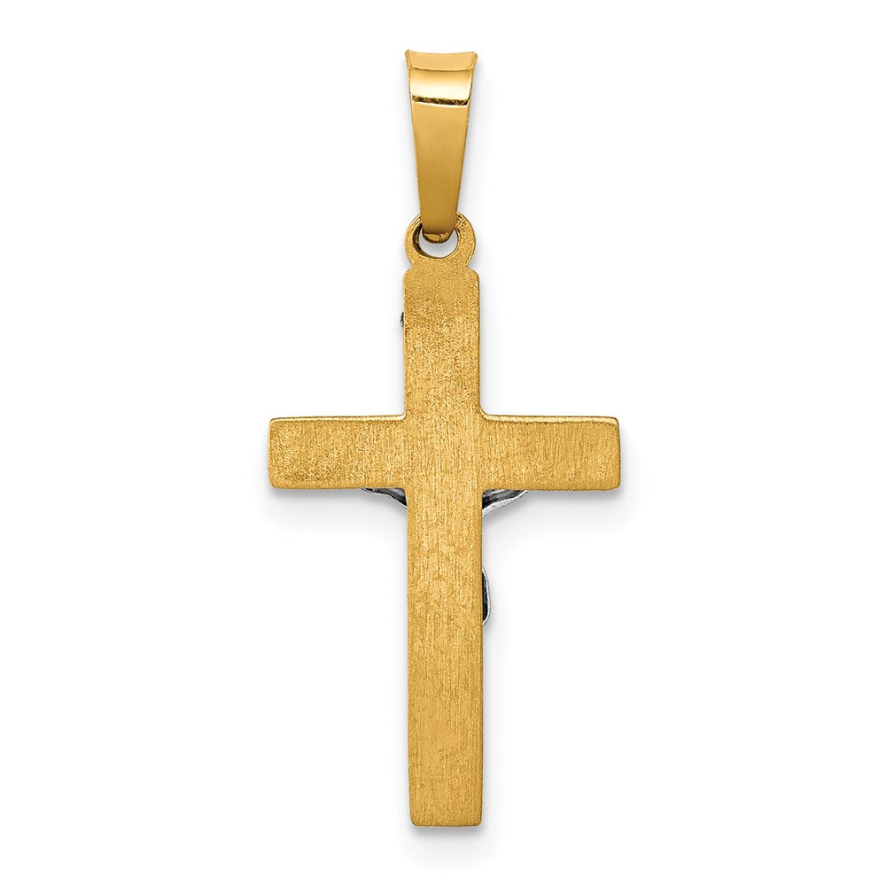 14K Bicolor Inri Hohl Kruzifix Anhänger