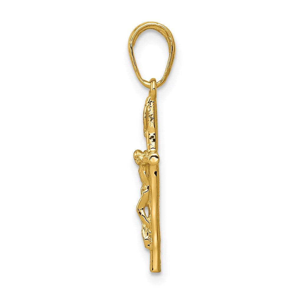 14K Gelbgold 14K Inri Hohl Kruzifix Anhänger