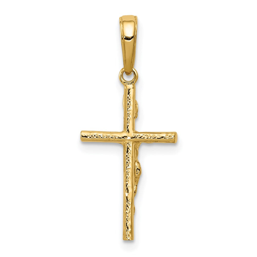 14K Gelbgold 14K Inri Hohl Kruzifix Anhänger