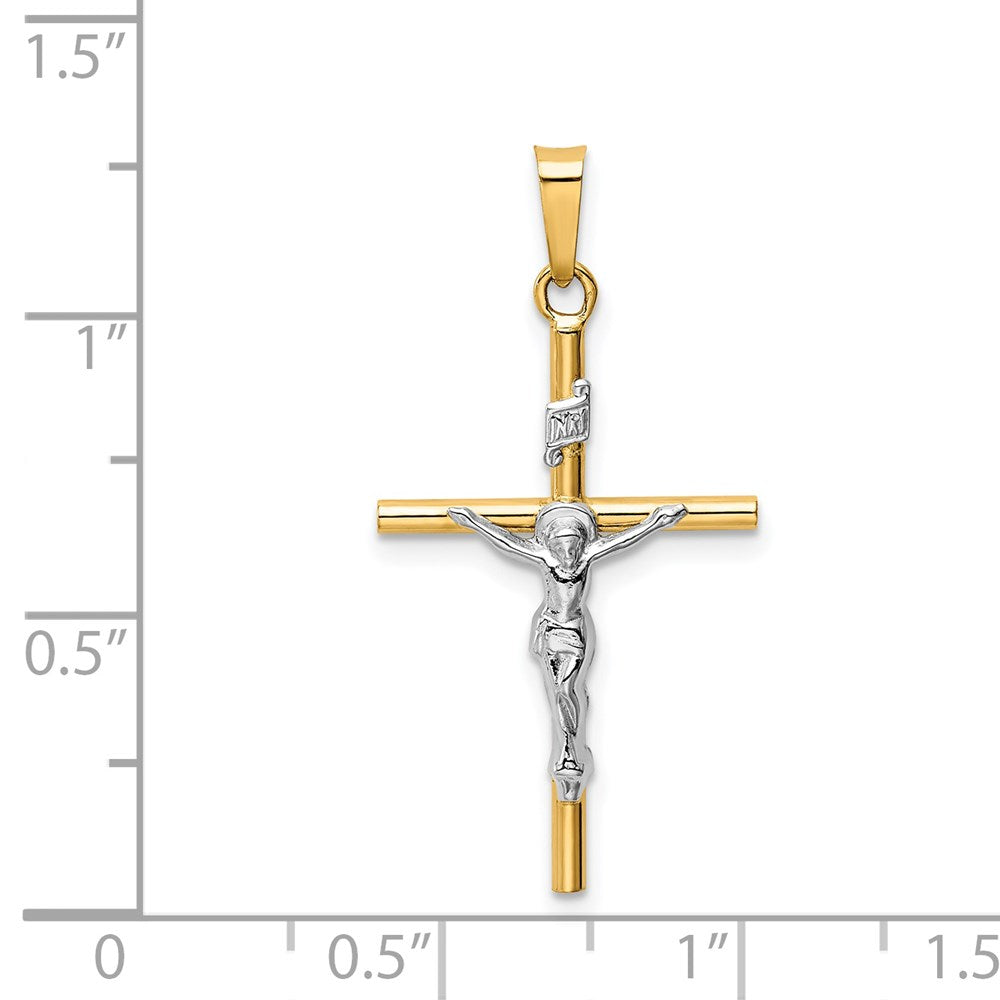 14K Bicolor-Gold INRI-Kruzifix-Anhänger