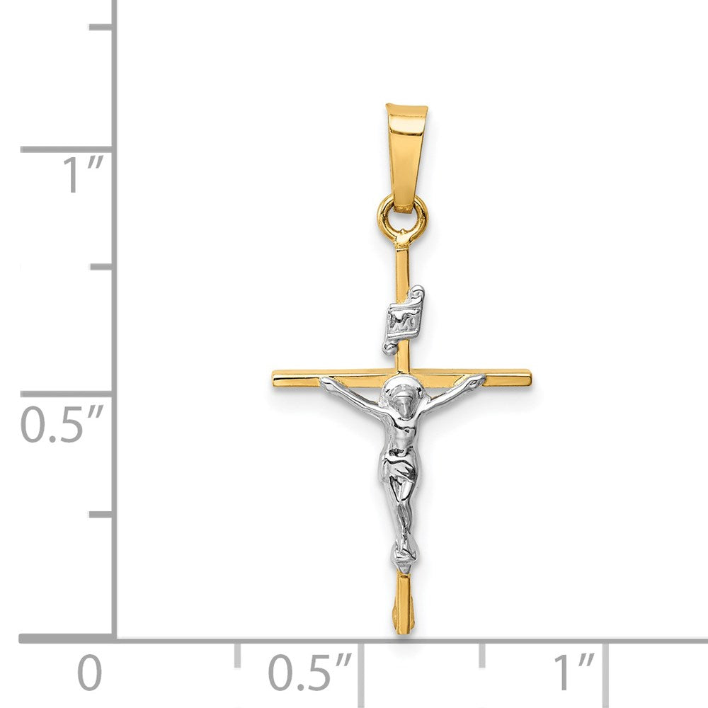 14K Bicolor-Gold INRI-Kruzifix-Anhänger