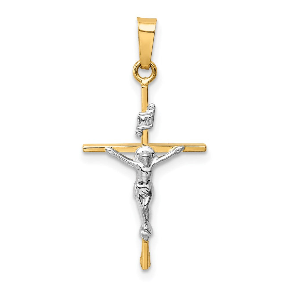 14K Bicolor-Gold INRI-Kruzifix-Anhänger