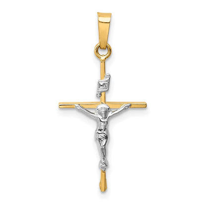 14K Bicolor-Gold INRI-Kruzifix-Anhänger