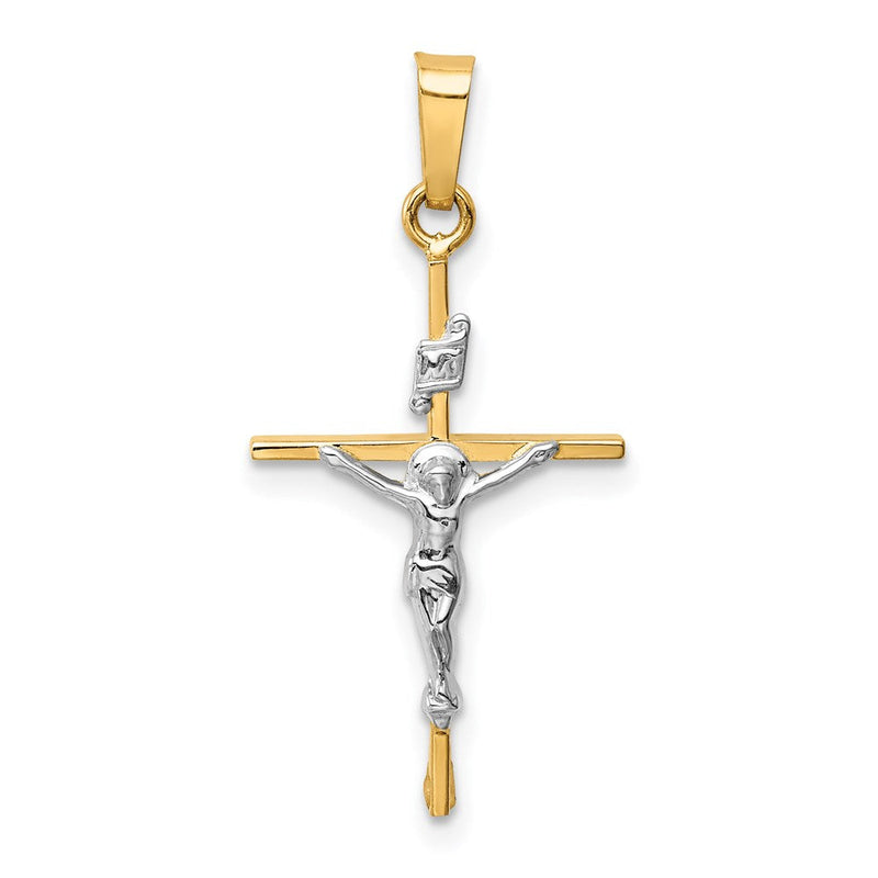 14K Bicolor-Gold INRI-Kruzifix-Anhänger