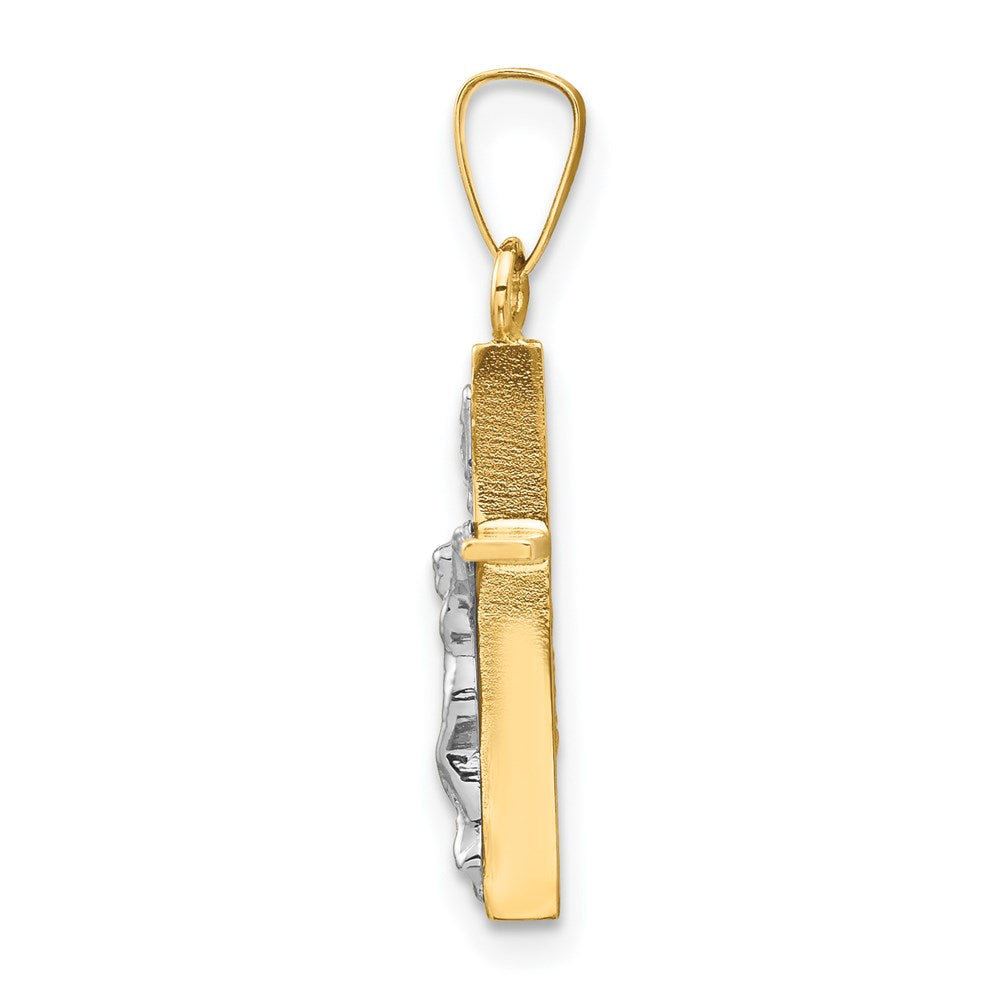 14K Bicolor Gold INRI Kruzifix-Anhänger