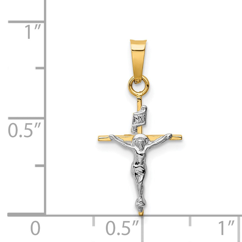 14K Bicolor Gold INRI Kruzifix-Anhänger