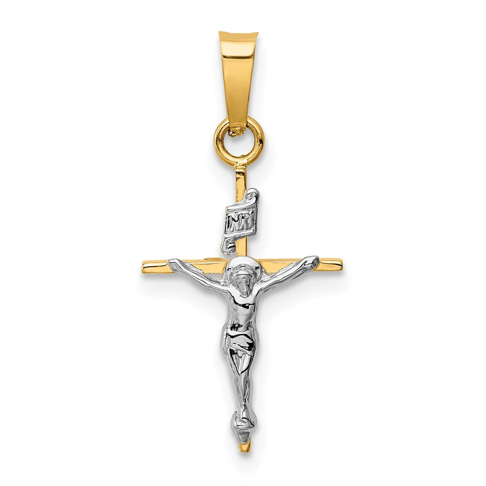 14K Bicolor Gold INRI Kruzifix-Anhänger
