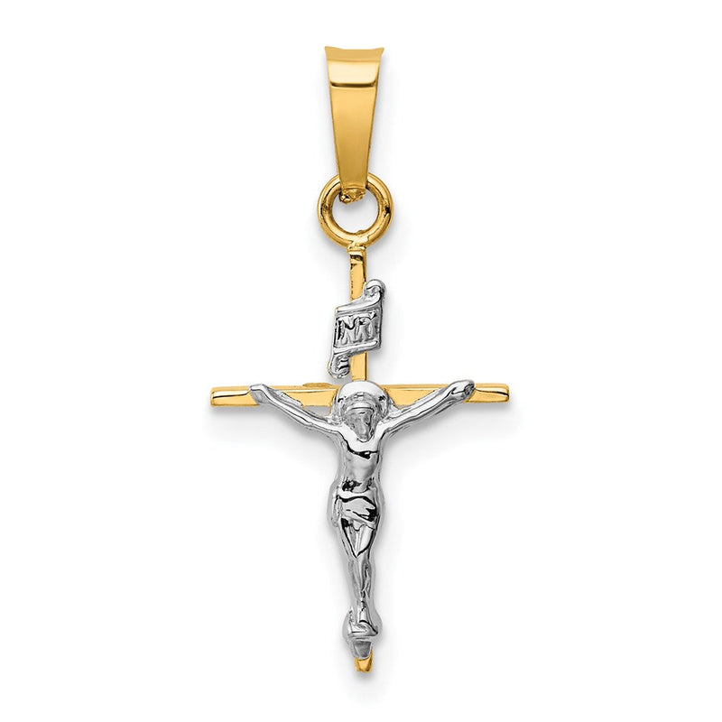 14K Bicolor Gold INRI Kruzifix-Anhänger