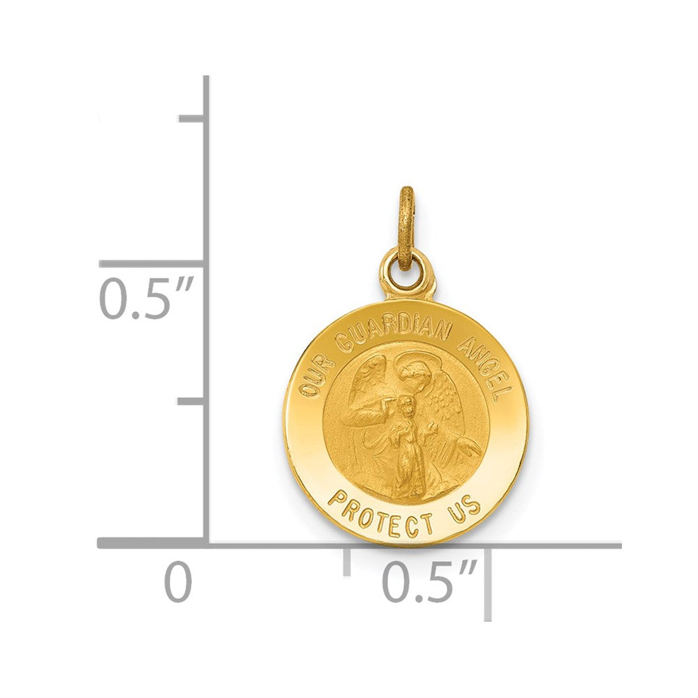 14K Gelbgold Schutzengel-Medaille-Charm