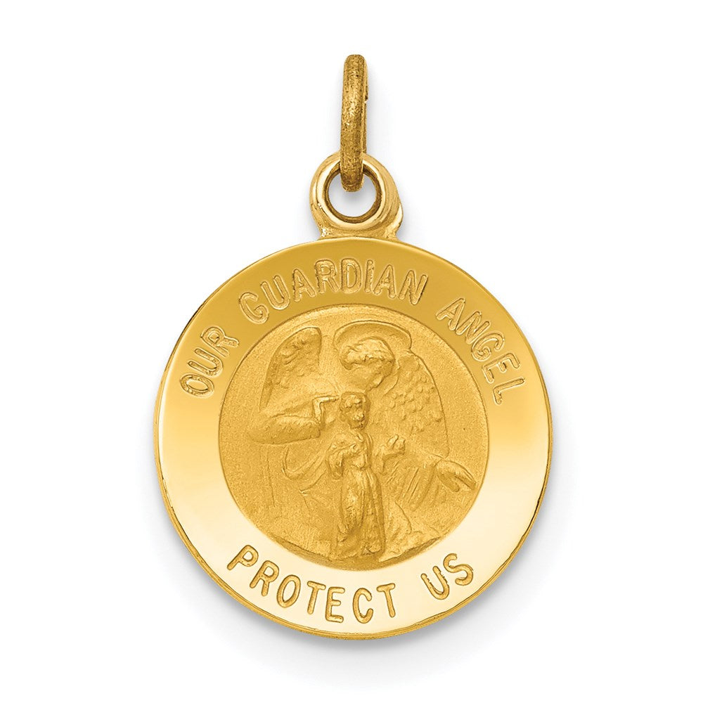 14K Gelbgold Schutzengel-Medaille-Charm