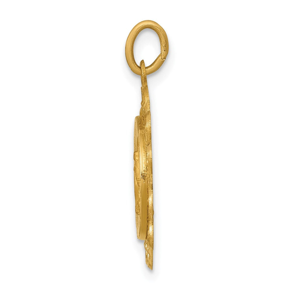 14K Gelbgold Wunderbare Medaille Charm-Anhänger