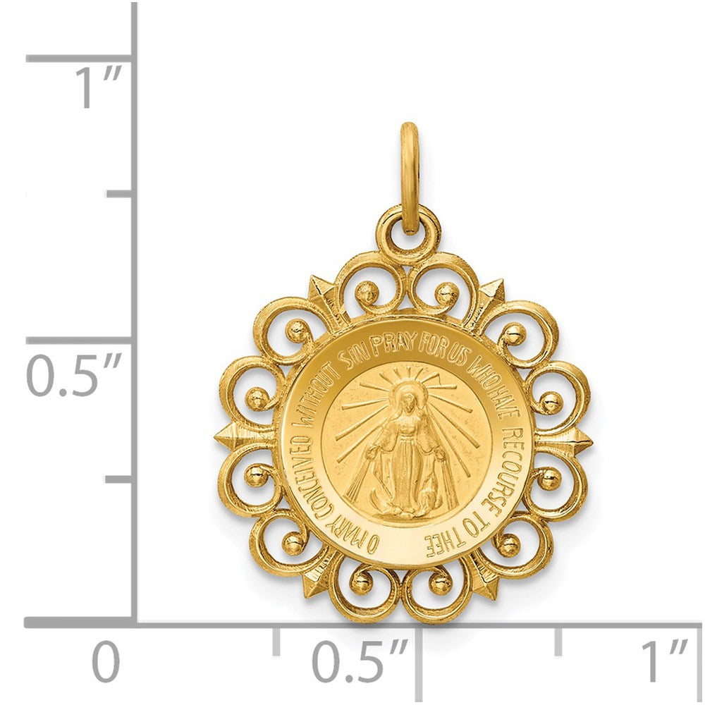 14K Gelbgold Wunderbare Medaille Charm-Anhänger
