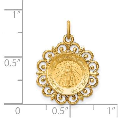 14K Gelbgold Wunderbare Medaille Charm-Anhänger