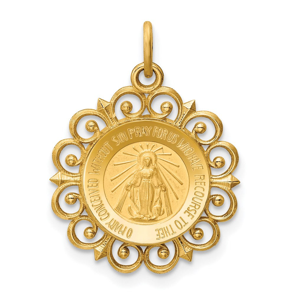 14K Gelbgold Wunderbare Medaille Charm-Anhänger