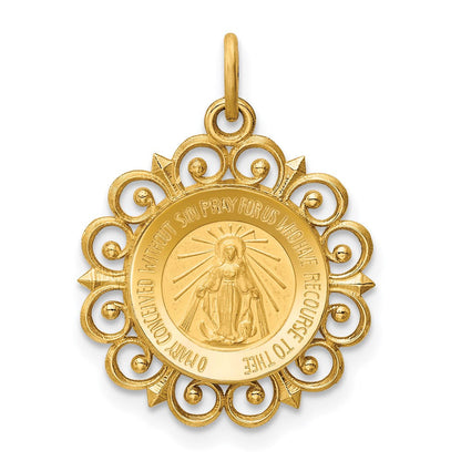 14K Gelbgold Wunderbare Medaille Charm-Anhänger