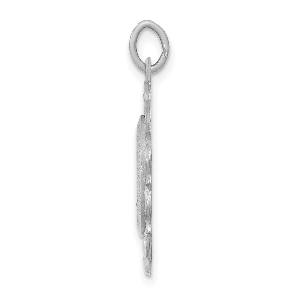 14K Weißgold Wundertätige Medaille Charm massiv