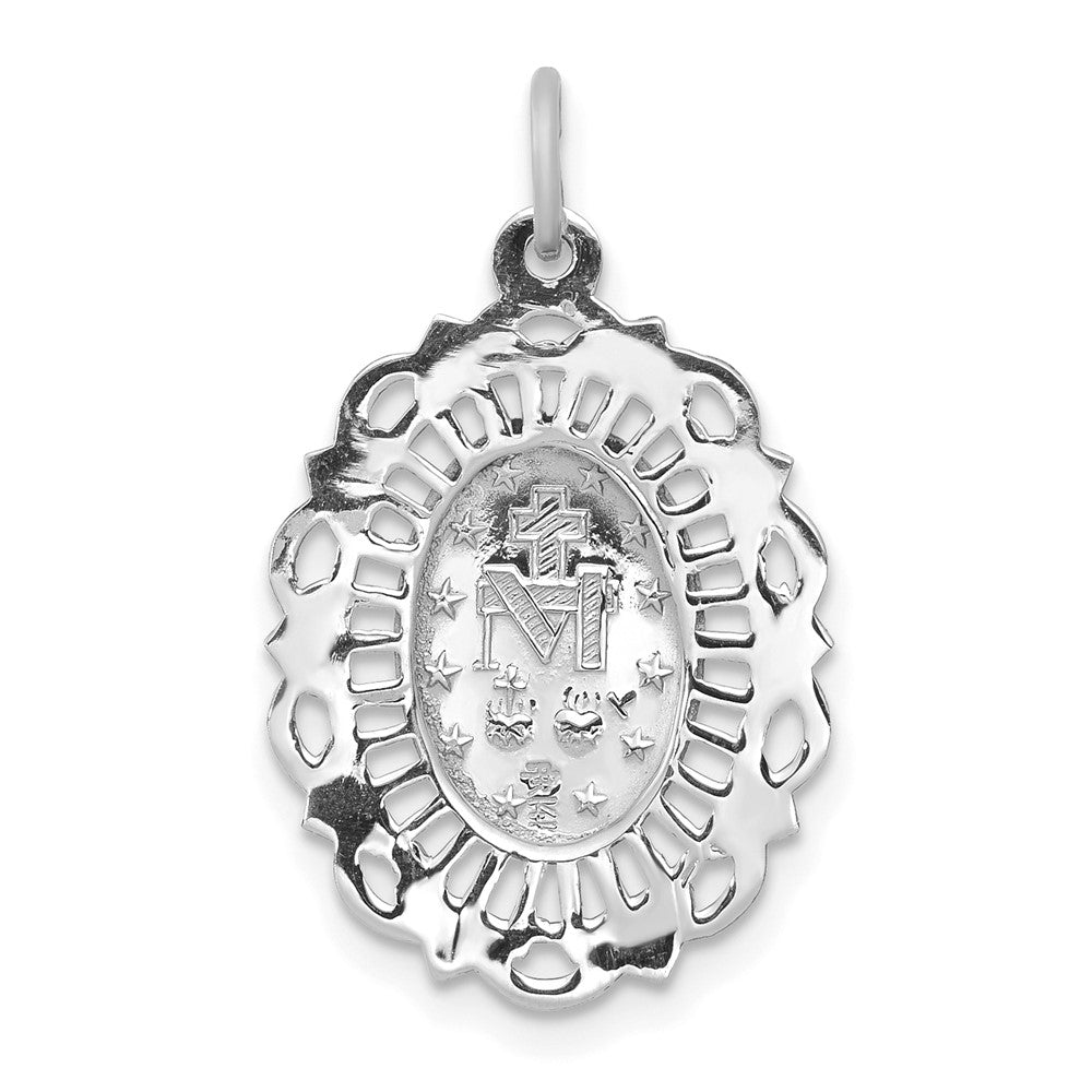 14K Weißgold Wundertätige Medaille Charm massiv