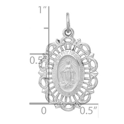 14K Weißgold Wundertätige Medaille Charm massiv