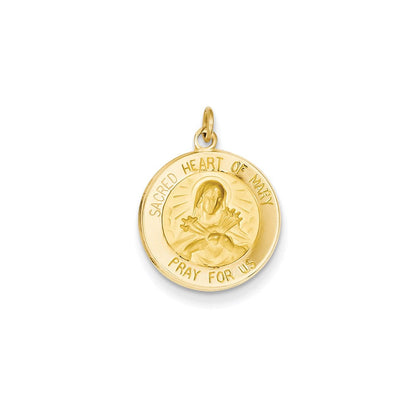 14K Gelbgold Herz-der-Maria-Medaille-Charm
