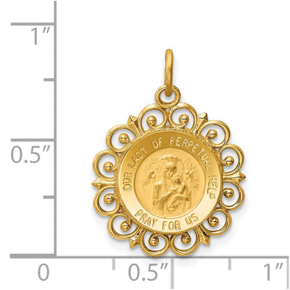 14K Gelbgold Muttergottes von der Immerwährenden Hilfe Medaillenanhänger