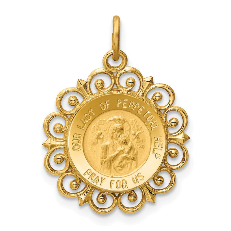 14K Gelbgold Muttergottes von der Immerwährenden Hilfe Medaillenanhänger