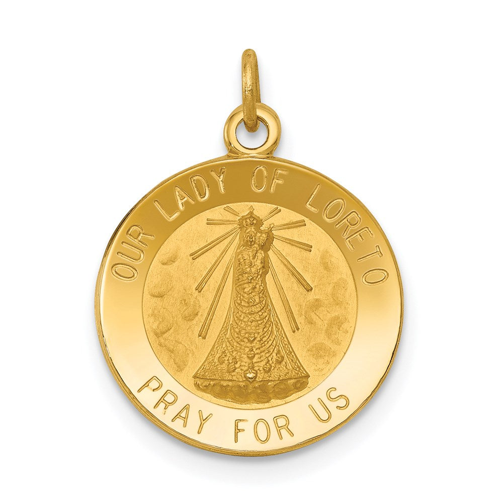 14K Gelbgold Unsere Liebe Frau von Loreto Medaille Charm