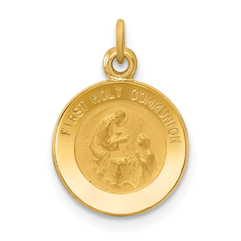 14K Gelbgold Erstkommunion-Medaille Charm