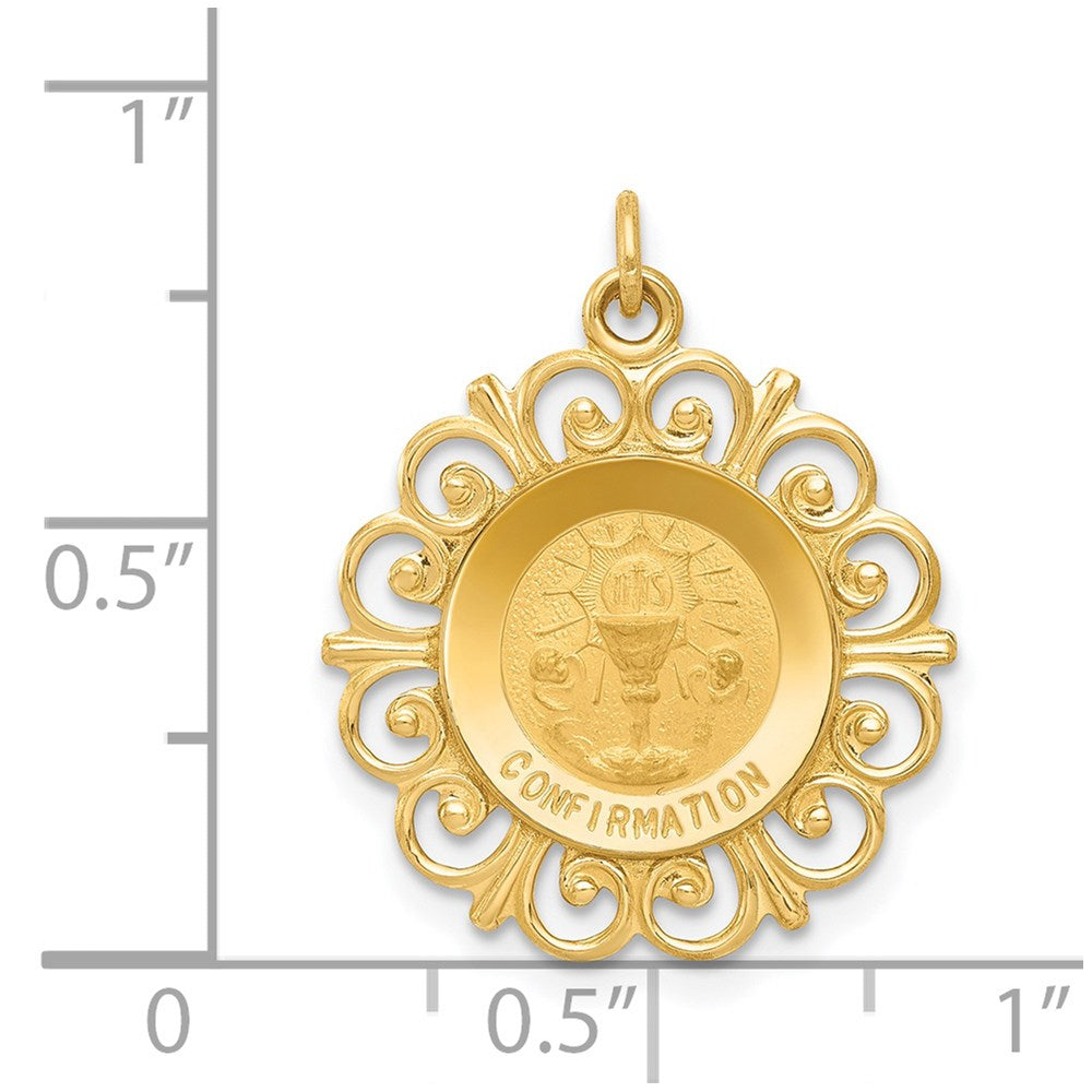 14K Gelbgold Konfirmationsmedaille-Charm
