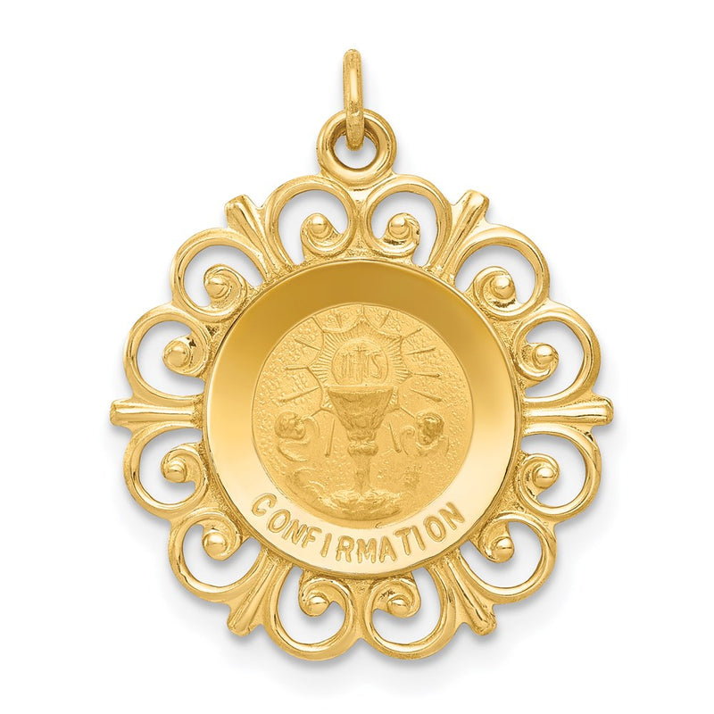 14K Gelbgold Konfirmationsmedaille-Charm