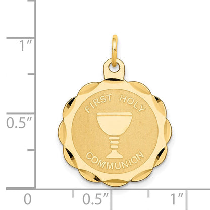 14K Gelbgold Erstkommunion-Scheiben-Charm