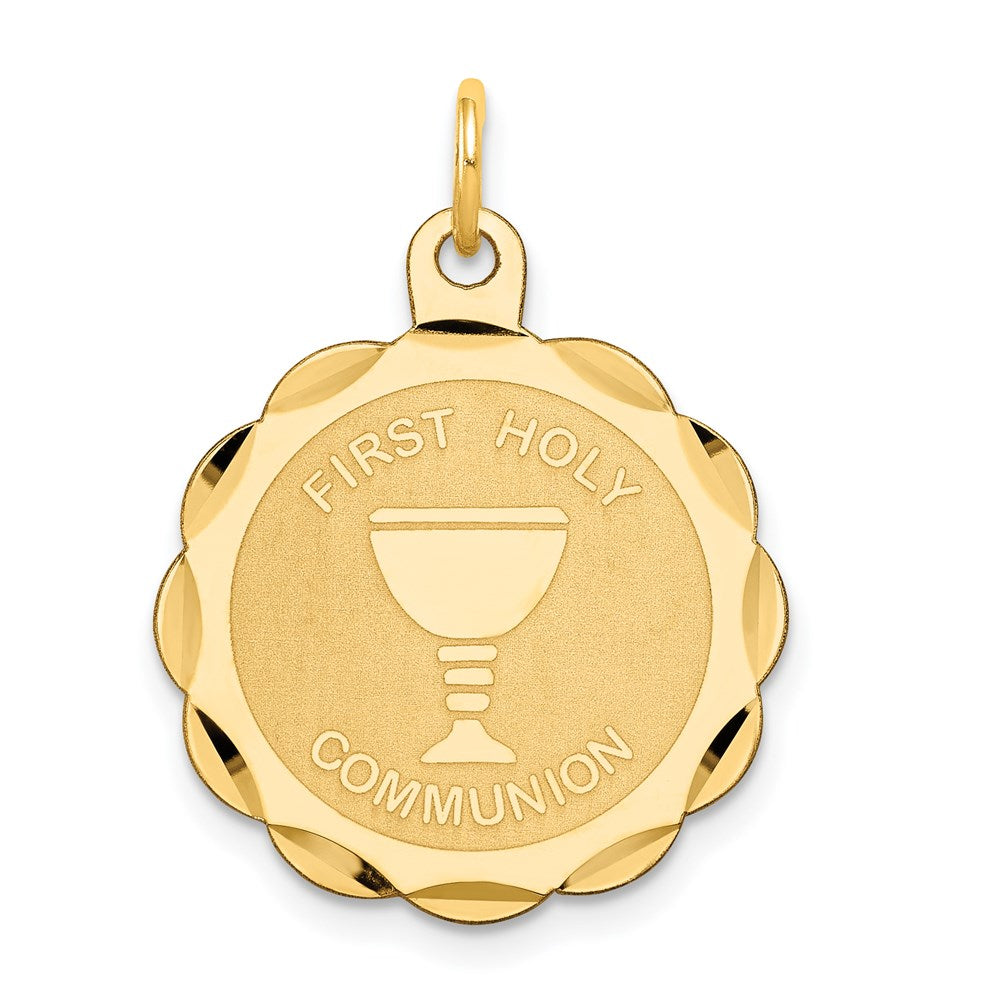 14K Gelbgold Erstkommunion-Scheiben-Charm