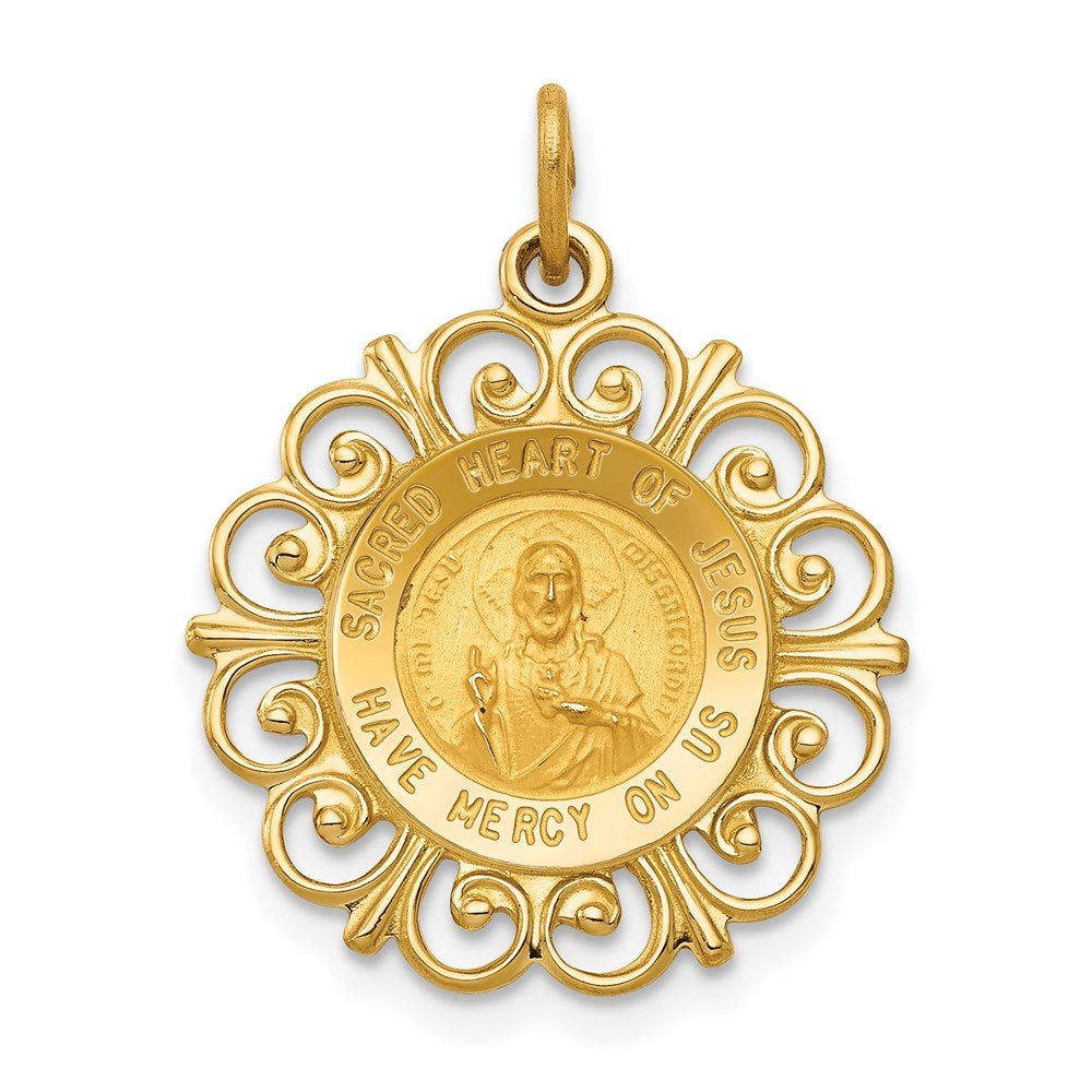 14K Gelbgold Herz-Jesu-Medaille Charm