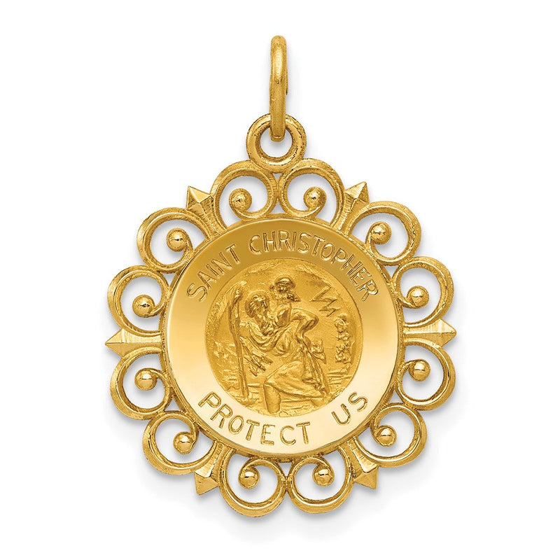 14K Gelbgold Sankt-Christopherus-Medaille-Charm