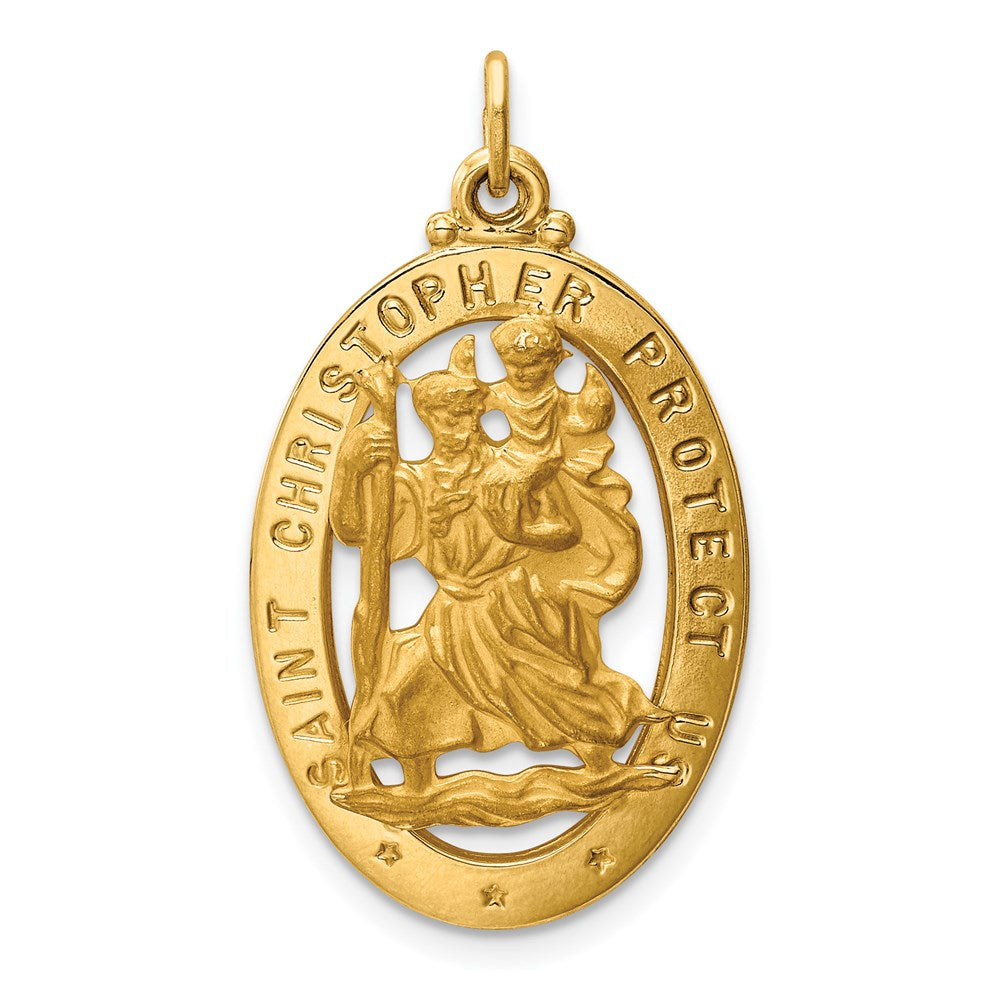 14K Gelbgold Sankt-Christopherus-Medaille-Anhänger